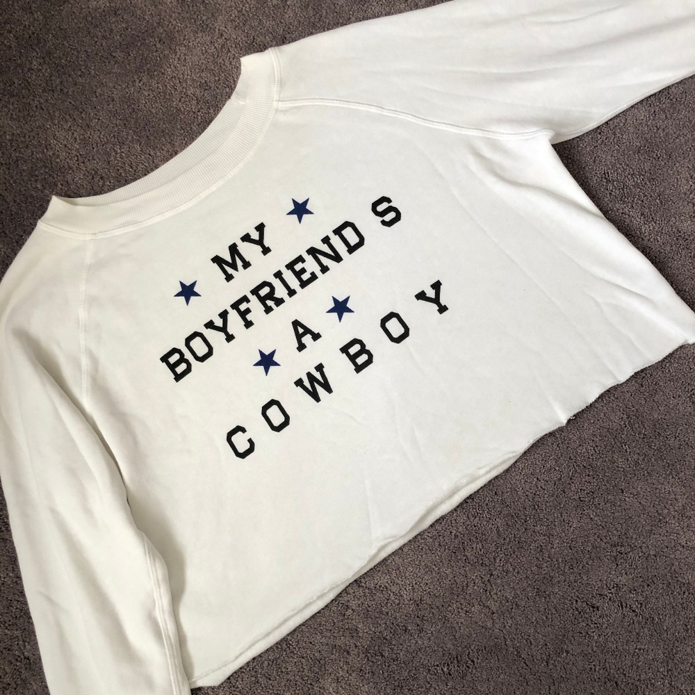Wildfox Cropped Sweatshirt - My BF is a Cowboy